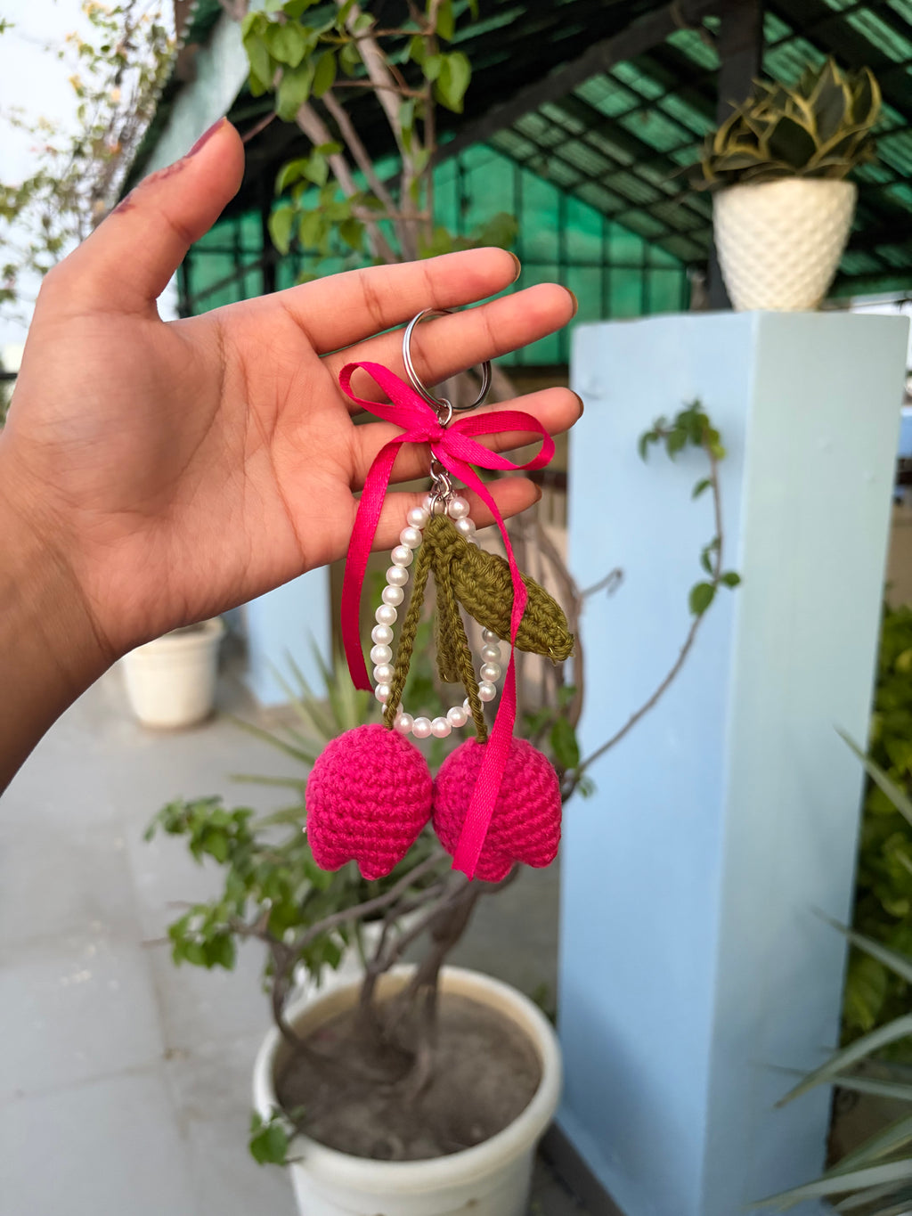 Crochet Tulip keychain