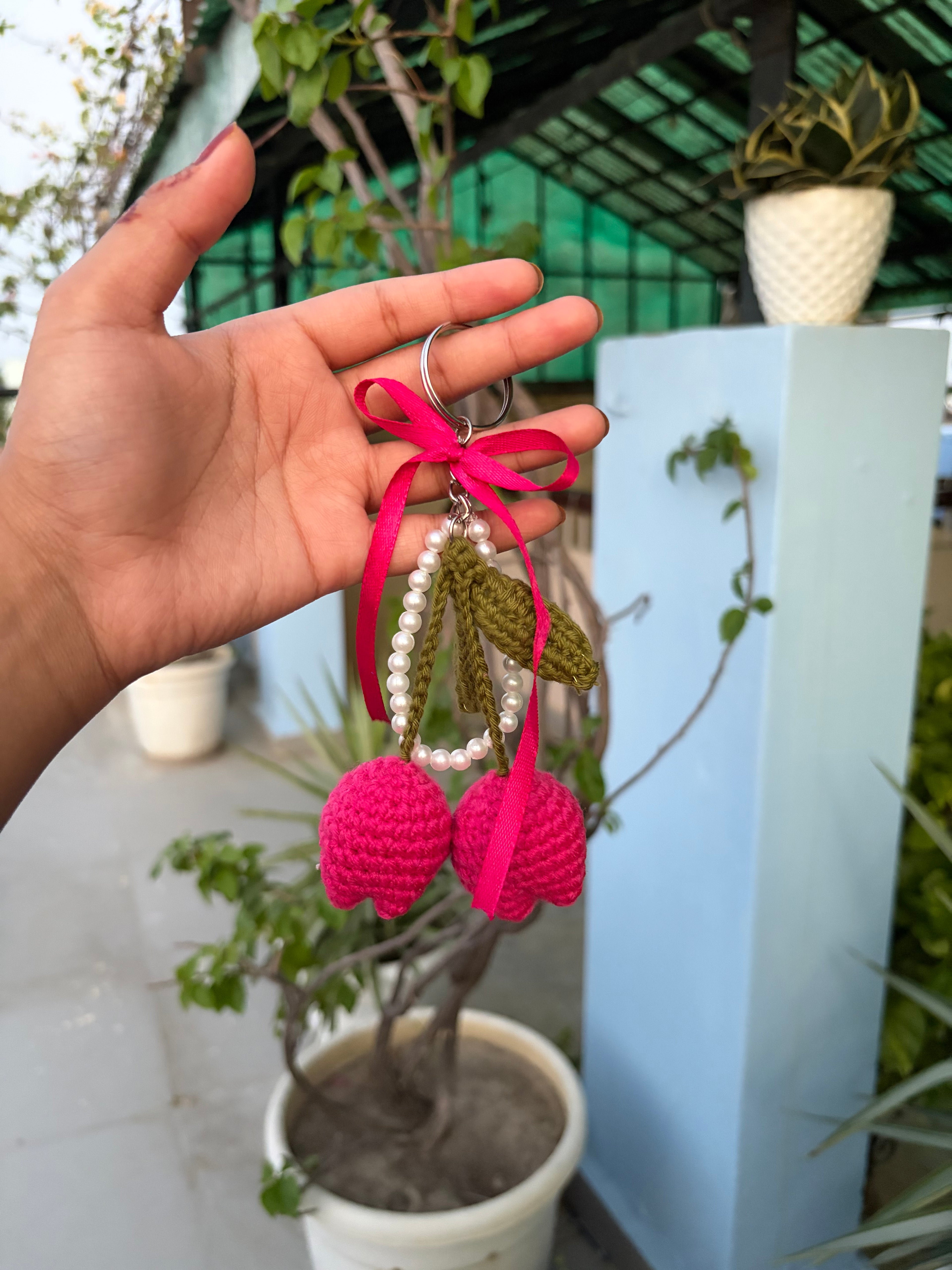 Crochet Tulip keychain