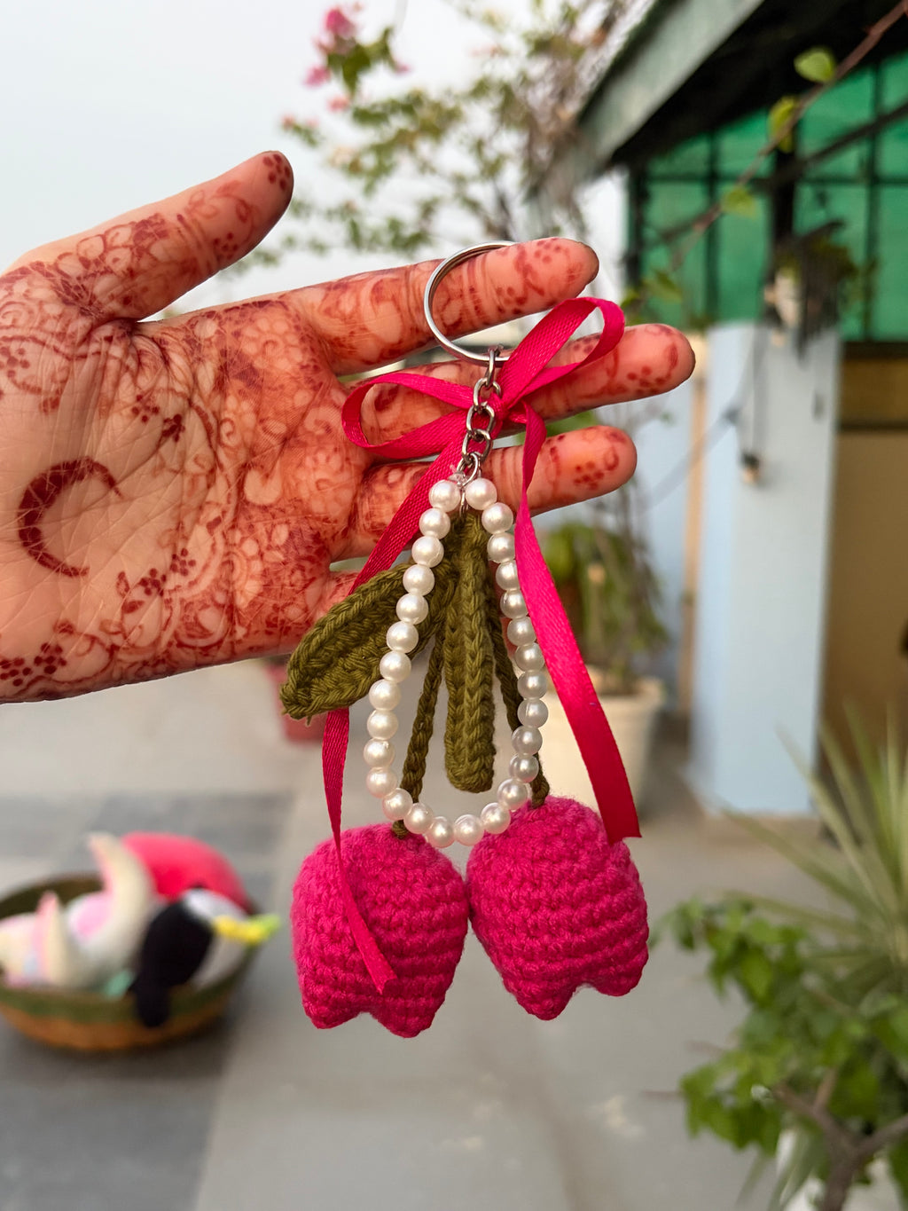 Crochet Tulip keychain