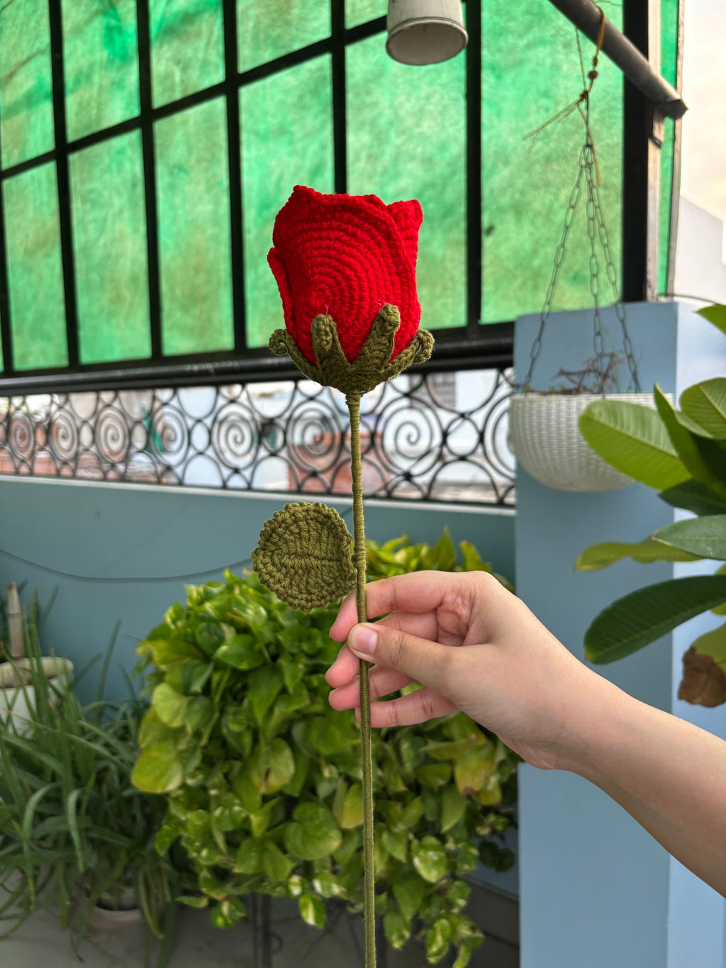 Crochet Rose Stick