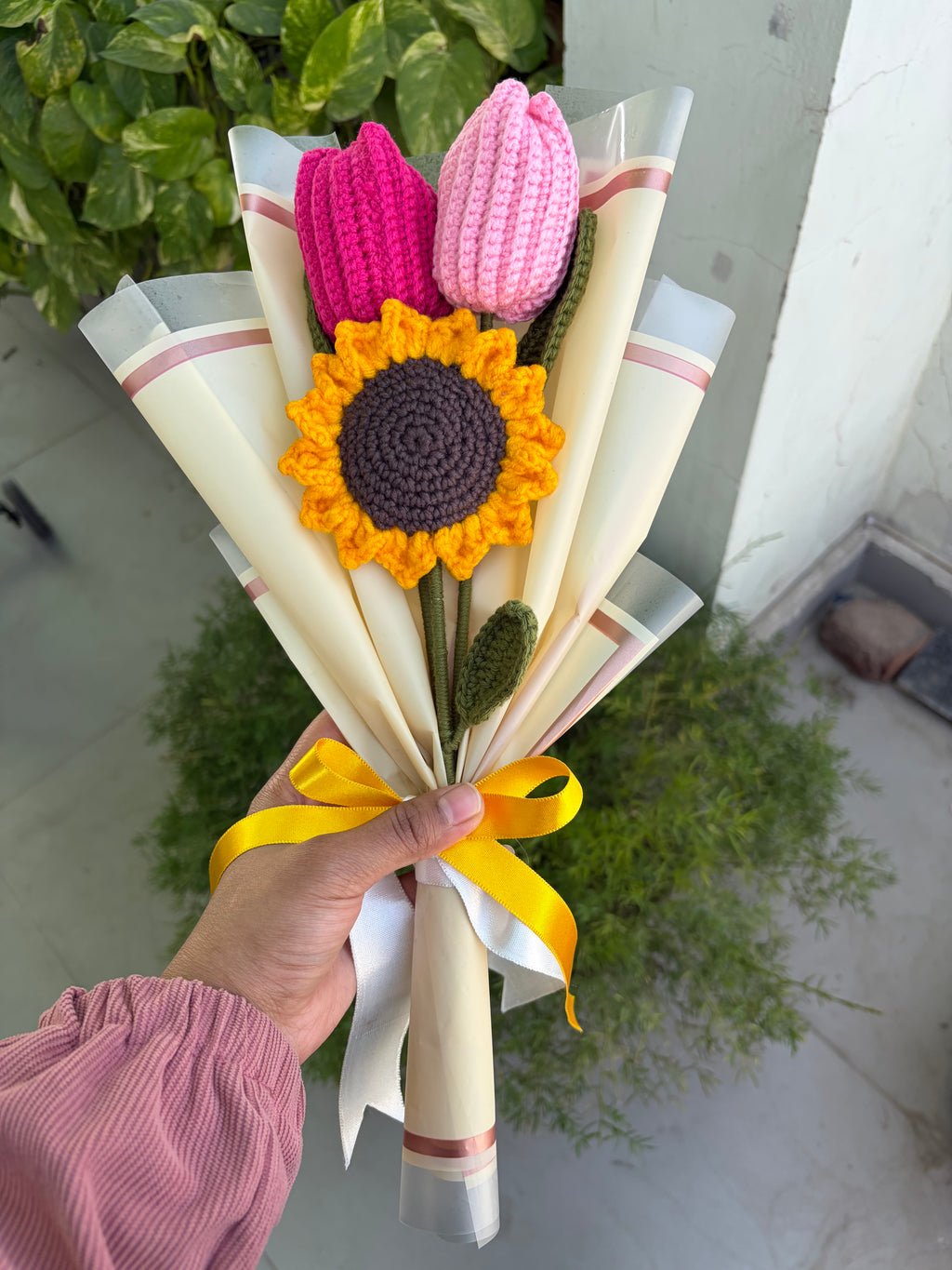 Sunflower tulip bouquet