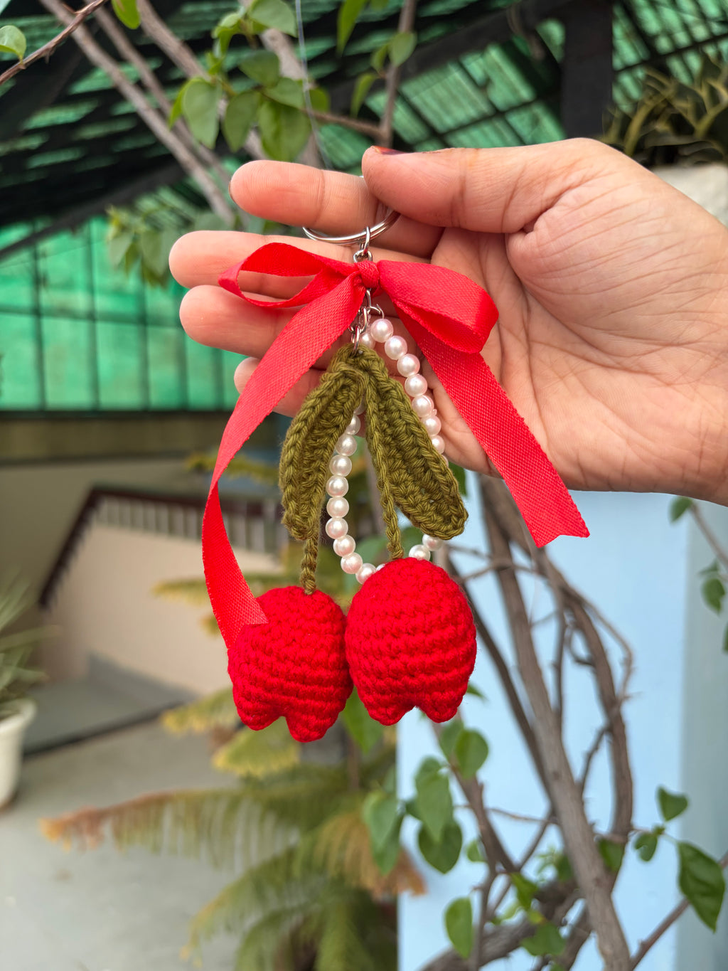 Crochet Tulip keychain