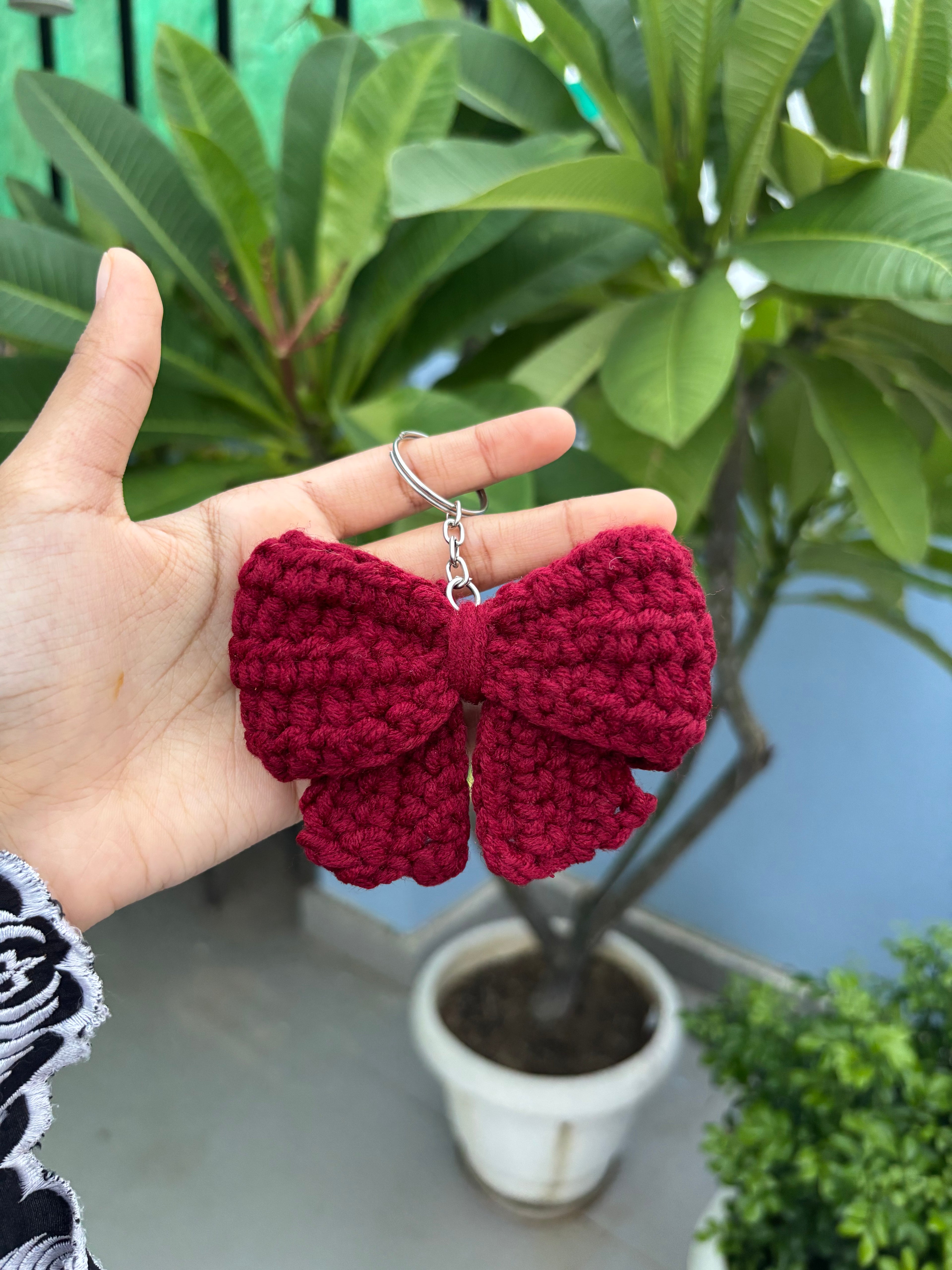 Handmade Crochet Bow Keychain