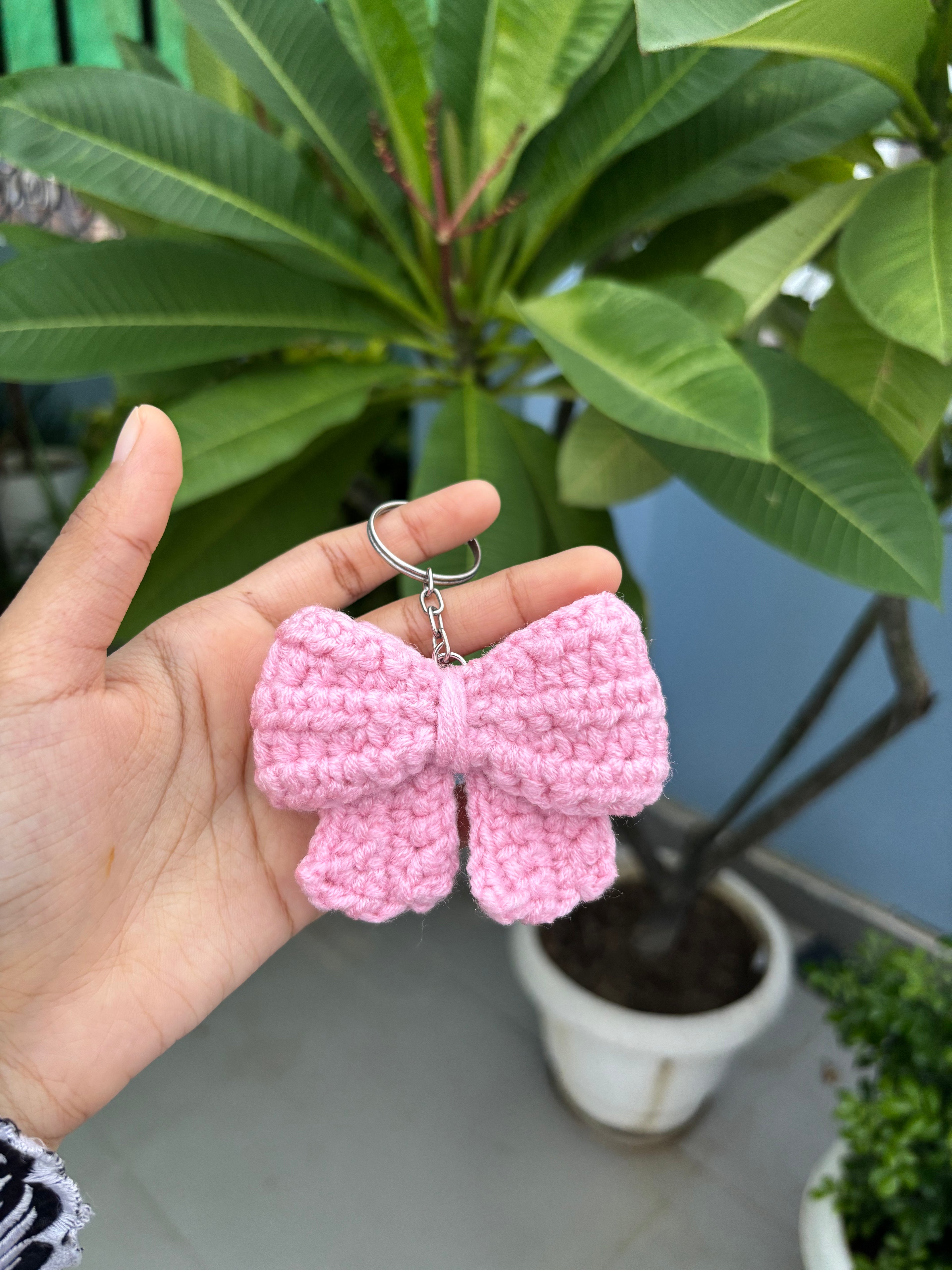 Handmade Crochet Bow Keychain